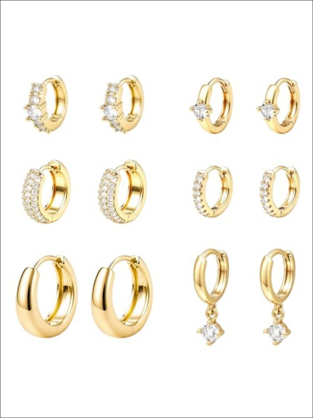 14K Gold Plated Chunky Hoop Earrings Set for Women Hypoallergenic Lightweight
